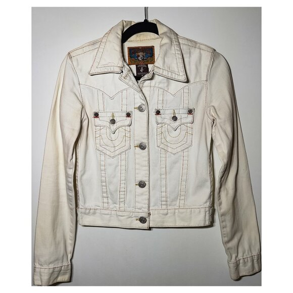True Religion Jackets & Blazers - TRUE RELIGION White Denim Jacket - Size XS
